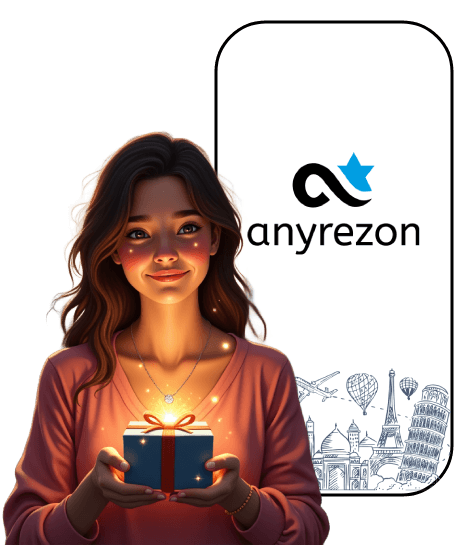 Aperçu de l'application Anyrezon sur un téléphone mobile